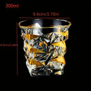 Copo de Whisky Cristal Premium com Fios de Ouro - Design Geométrico e Sofisticado