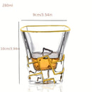 Copo de Whisky Cristal Premium com Fios de Ouro - Design Geométrico e Sofisticado