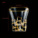 Copo de Whisky Cristal Premium com Fios de Ouro - Design Geométrico e Sofisticado