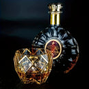 Copo de Whisky Cristal Premium com Fios de Ouro - Design Geométrico e Sofisticado