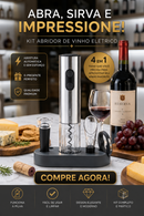 Kit Abridor de Vinho Elétrico Automático Inox 4 Peças