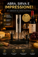 Kit Abridor de Vinho Elétrico Automático Inox 4 Peças