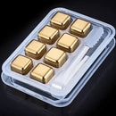 Cubos de Gelo Aço Inox Dourado Carpetino – Conjunto com Pegador Elegante
