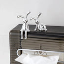 Dupla de Coelhos Decorativos Silver Minimalist – Esculturas Premium em Cerâmica Metalizada