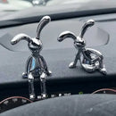 Dupla de Coelhos Decorativos Silver Minimalist – Esculturas Premium em Cerâmica Metalizada
