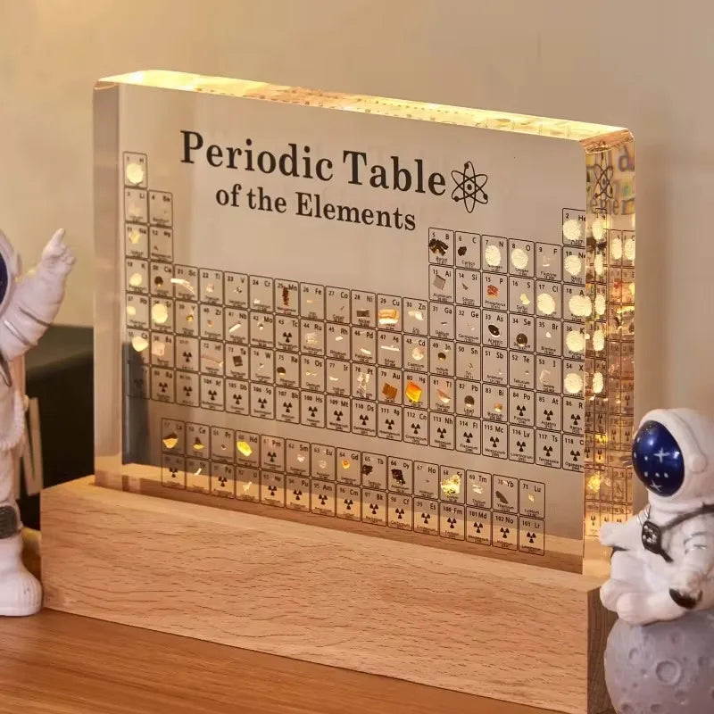 Tabela Periódica em Acrílico Premium com Elementos Reais – Display de Luxo para Escritório e Decoração