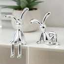 Dupla de Coelhos Decorativos Silver Minimalist – Esculturas Premium em Cerâmica Metalizada