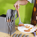 Kit 19 Peças de Utensílios Em Silicone Com Cabo de Madeira