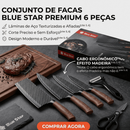 Conjunto de Facas Inox Premium 6 Peças Com Cabo Ergonômico Amadeirado