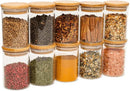Kit 10 Potes de Vidro Redondo de Bambu