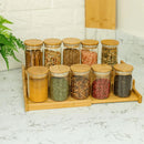 Kit 10 Potes de Vidro Redondo de Bambu